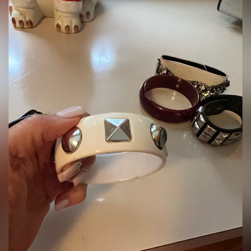 90s Vintage Set of 5 Punk Style Bracelets - Picture 4 of 16